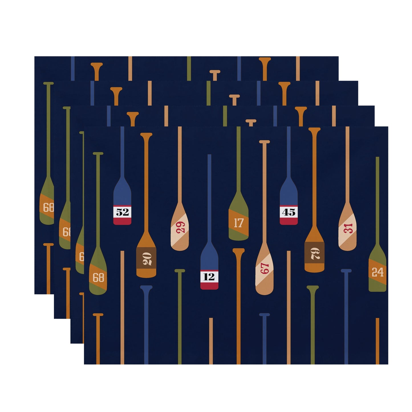 Simply Daisy, 18 x 14 Inch, Oar Numbers, Geometric Print Placemat (Set of 4), Navy Blue