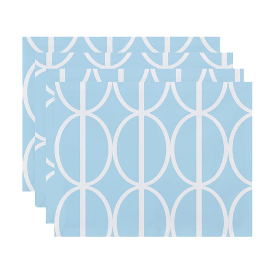 Simply Daisy, 18 x 14 Inch Ovals Go \'Round Geometric Print Placemat (set of 4), Pale Blue