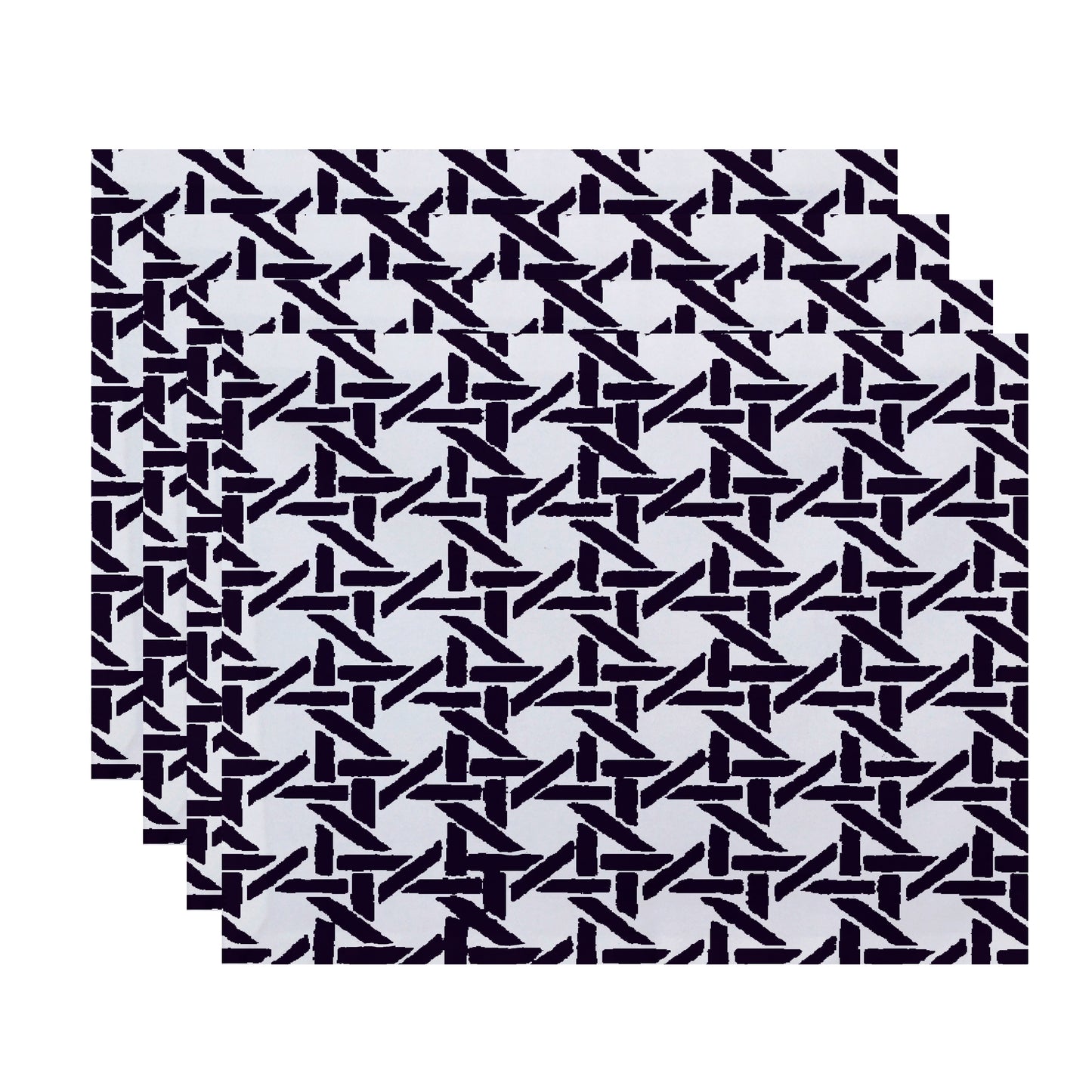 Simply Daisy, 18 x 14 Inch Rattan Geometric Geometric Print Placemat (set of 4), Purple
