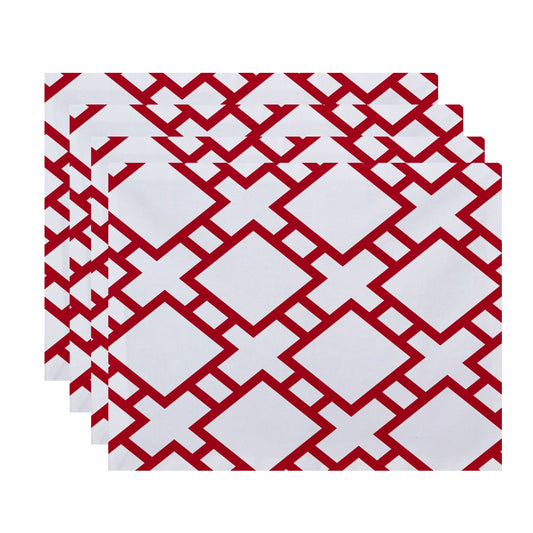 Simply Daisy, 18 x 14 Inch Square in St. Louis Geometric Print Placemat (set of 4), Pink/Fushcia