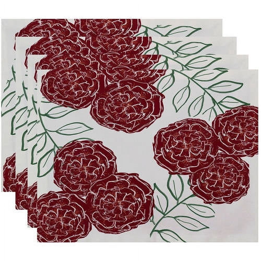 Simply Daisy 18" x 14" Mums the Word Floral Print Placemats, Set of 4