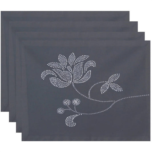 Simply Daisy 18" x 14" Traditional Flower-Single Bloom Floral Print Placemats, Set of 4