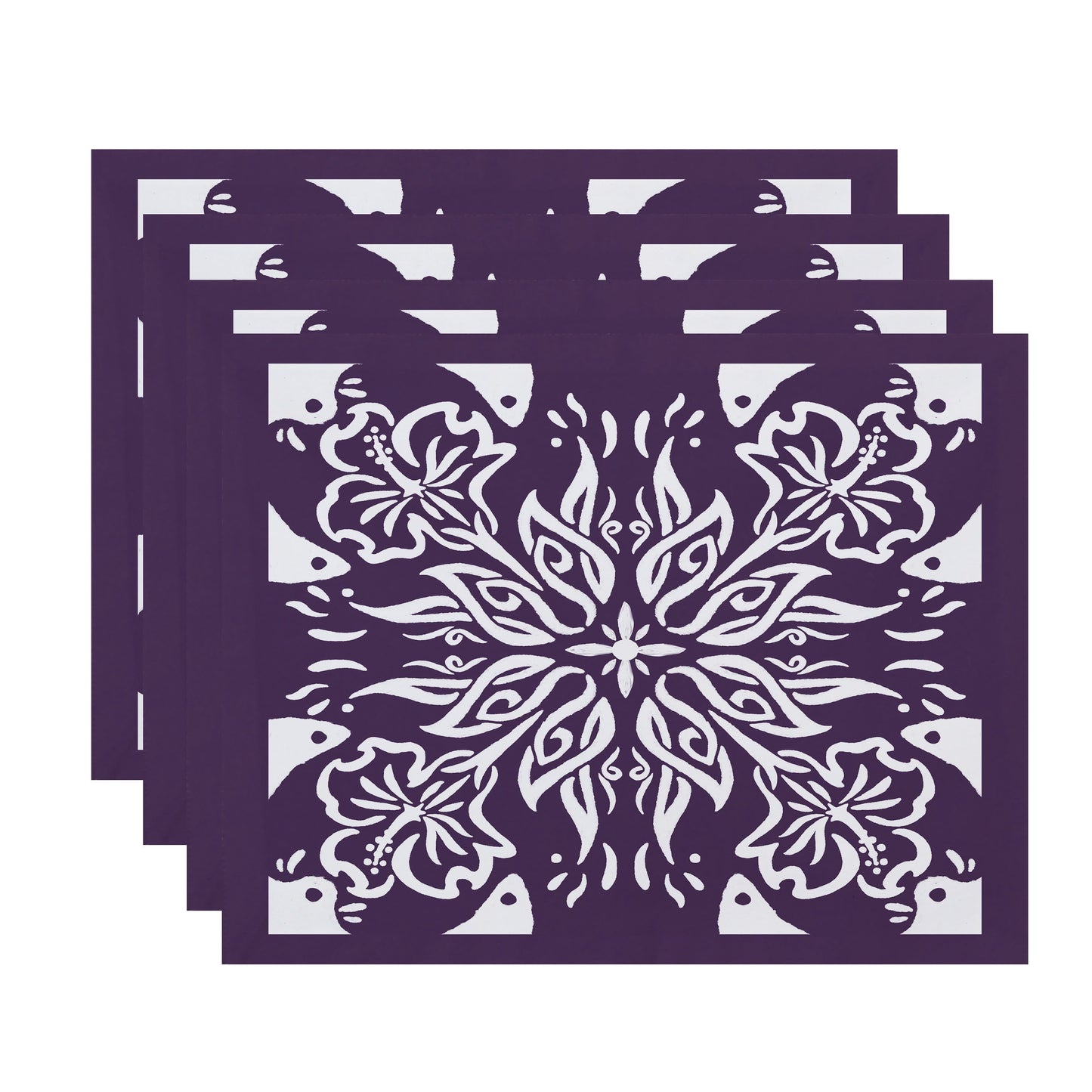 Simply Daisy, 18 x 14 inch, Cuban Tile 3, Geometric Print Placemat (Set of 4), Purple