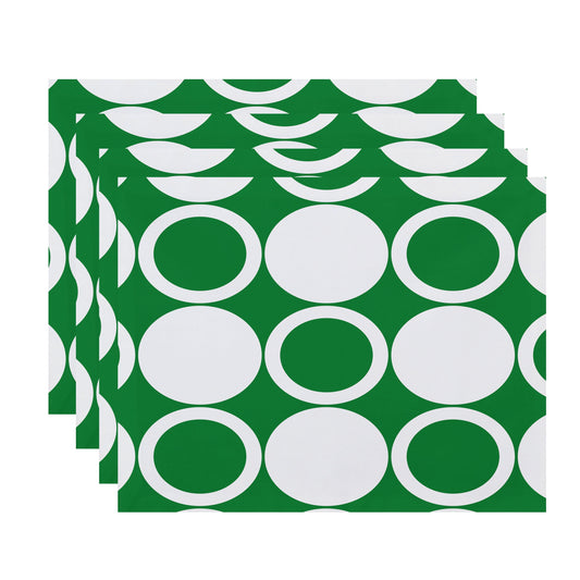 Simply Daisy, 18 x 14 inch, ModCircles, Geometric Print Placemat (Set of 4), Green