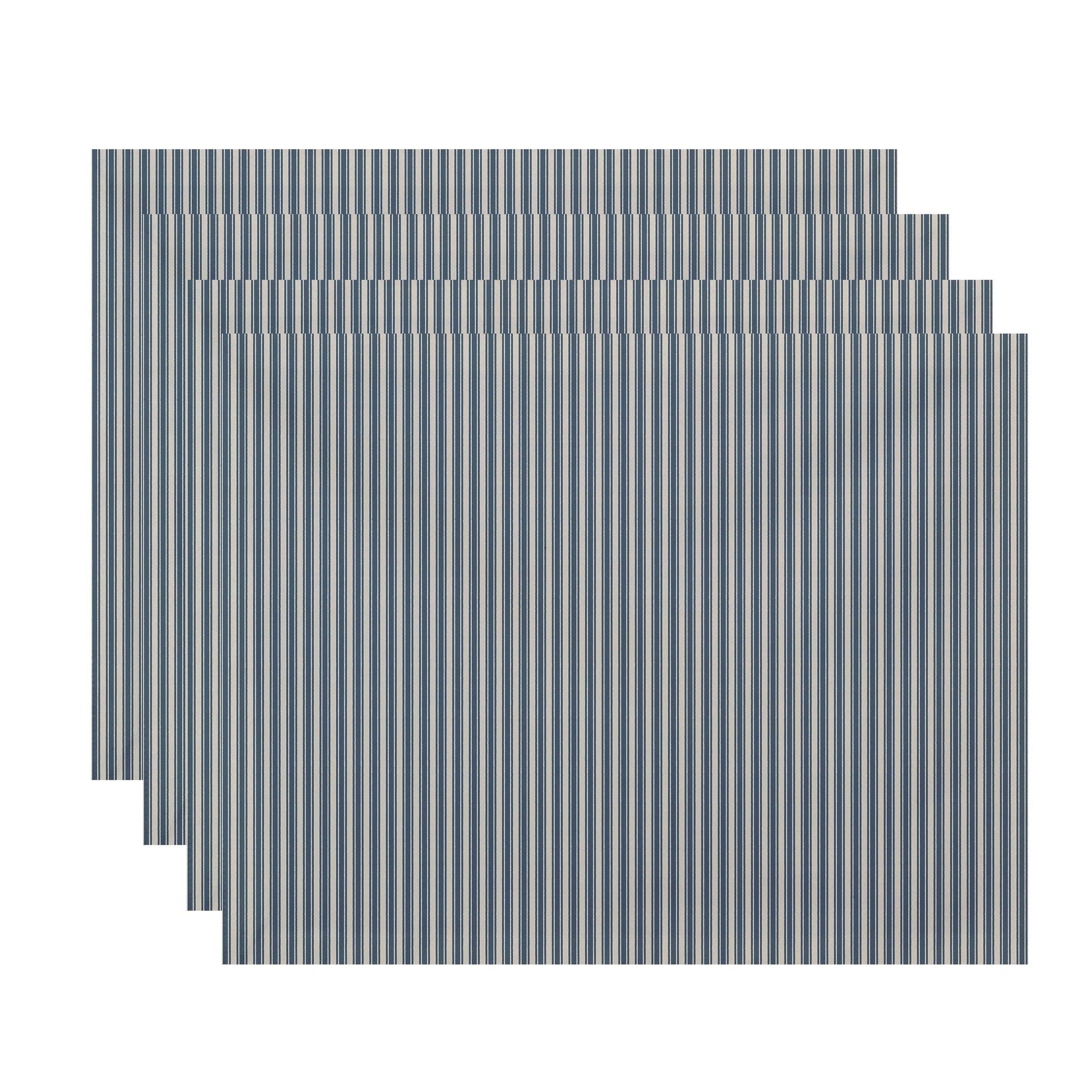 Simply Daisy, 18 x 14 inch, Ticking Stripe Placemat (set of 4), Navy Blue