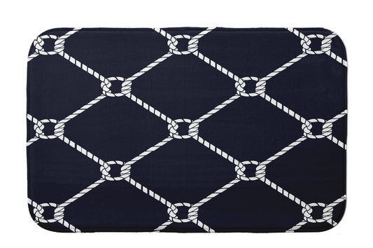 Simply Daisy 24" x 17" Plush Microfiber Navy Ahoy! Bath Mat