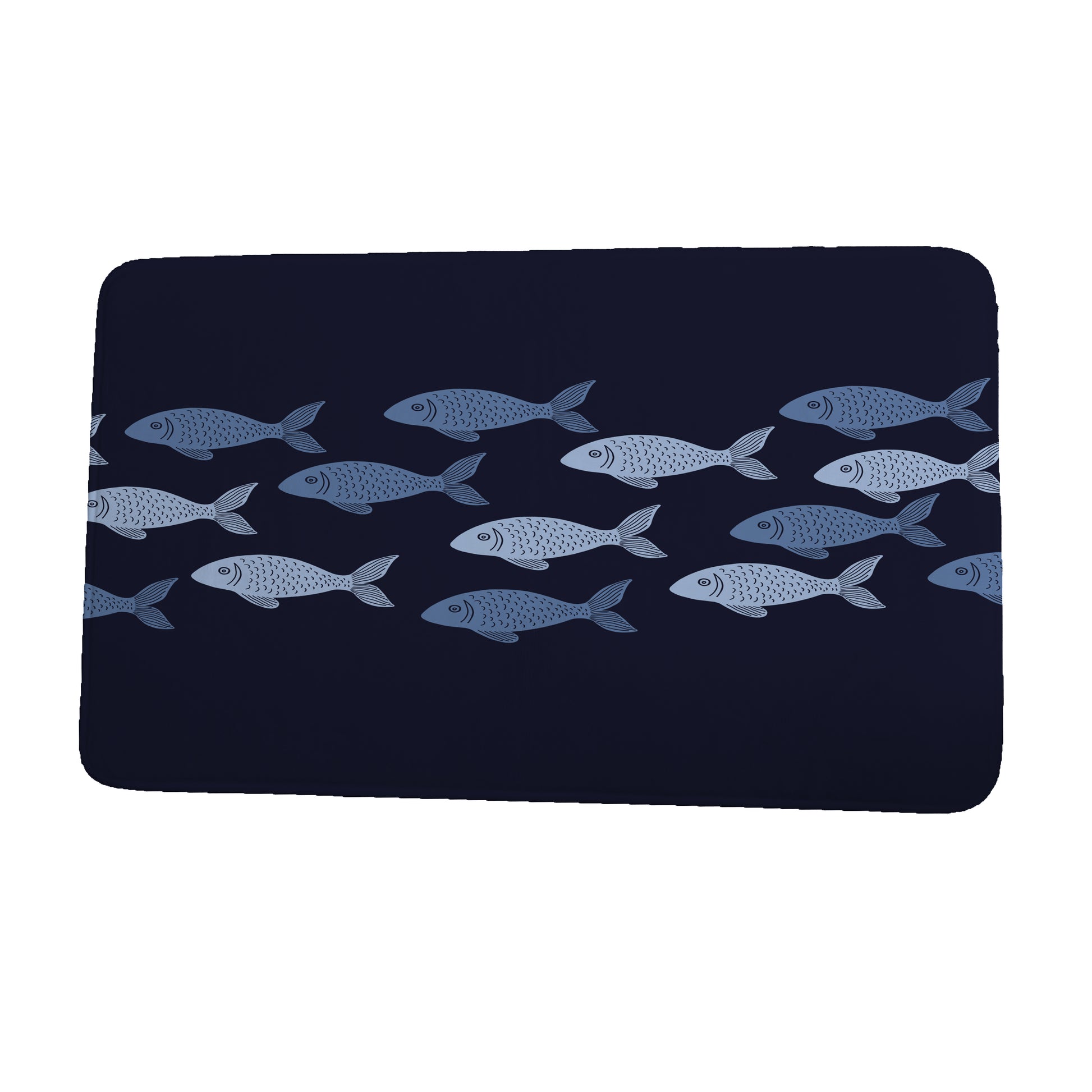 Simply Daisy 24" x 17" Plush Microfiber Navy Fish Line Bath Mat