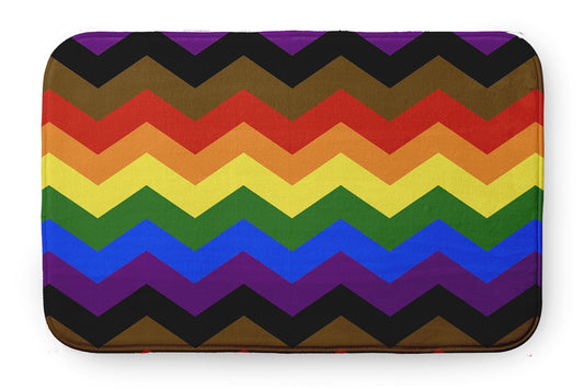 Simply Daisy 34" x 21" Plush Microfiber Multi-color Inclusive Pride Chevron Bath Mat