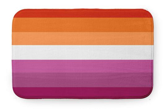Simply Daisy 34" x 21" Plush Microfiber Orange/White/Pink Striped Bath Mat