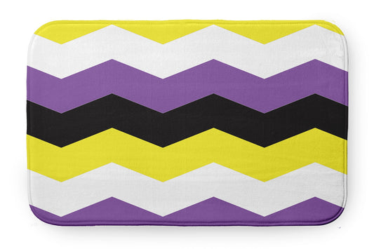 Simply Daisy 34" x 21" Plush Microfiber Yellow/White/Purple Non-Binary Chevron Bath Mat