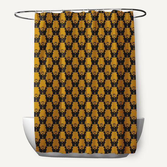 Simply Daisy 70" W x 73" H Cat Clowder Polyester Shower Curtain, Autumn Gold