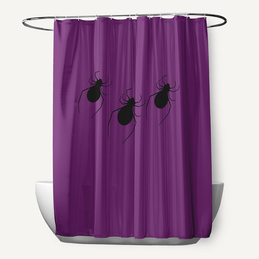 Simply Daisy 70" W x 73" H Hanging Spiders Polyester Shower Curtain, Amethyst