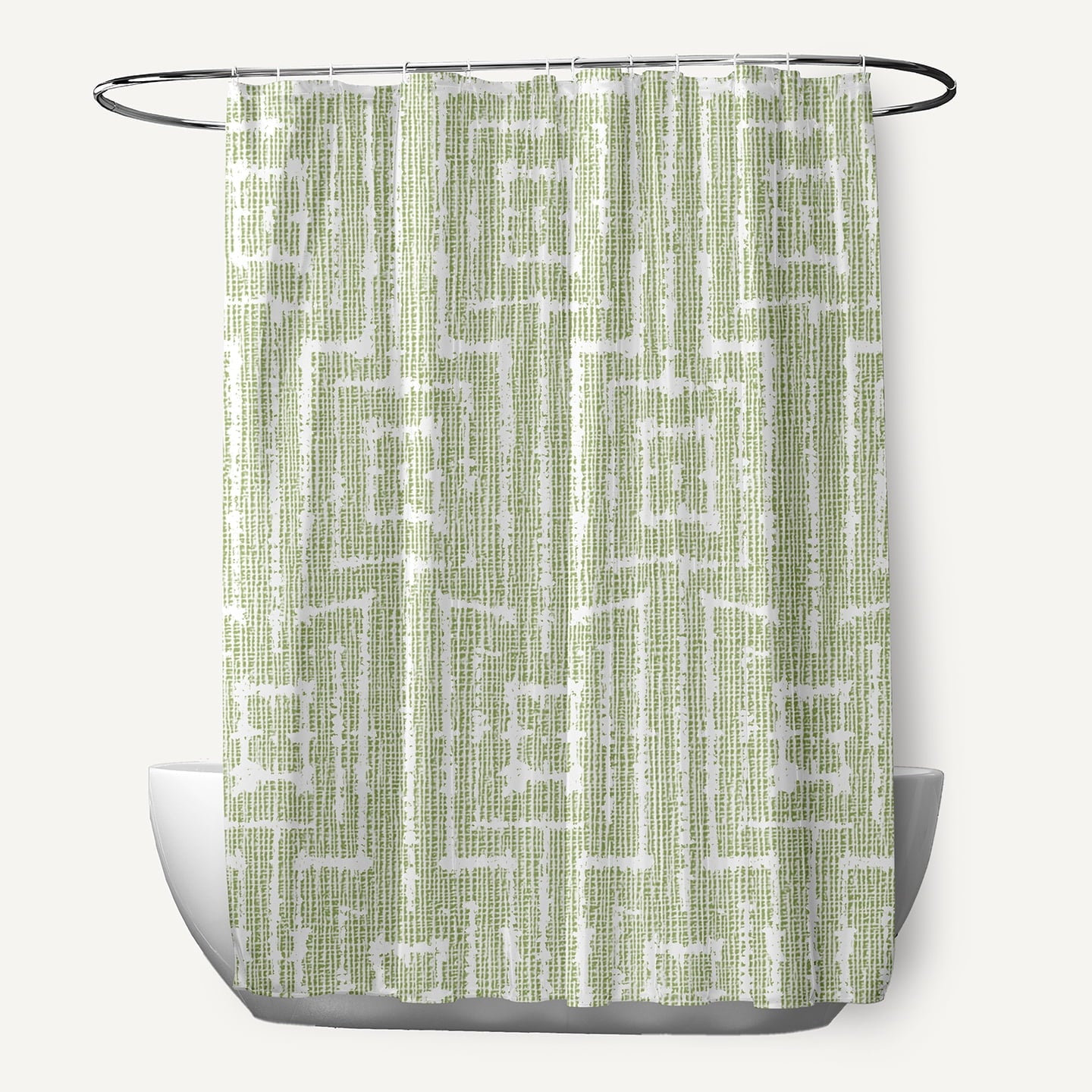 Simply Daisy 70" W x 73" H Woven Tiki Geometric Print Polyester Shower Curtain, Grey