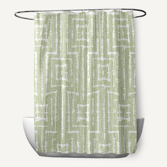 Simply Daisy 70" W x 73" H Woven Tiki Geometric Print Polyester Shower Curtain, Grey