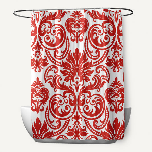 Simply Daisy 70" W x 73" L Alexys Polyester Shower Curtain, Orange-Red [1 Ct]