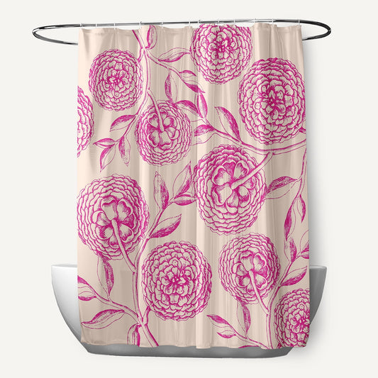 Simply Daisy 70" W x 73" L Antique Flowers Polyester Shower Curtain, Orchid [1 Ct]