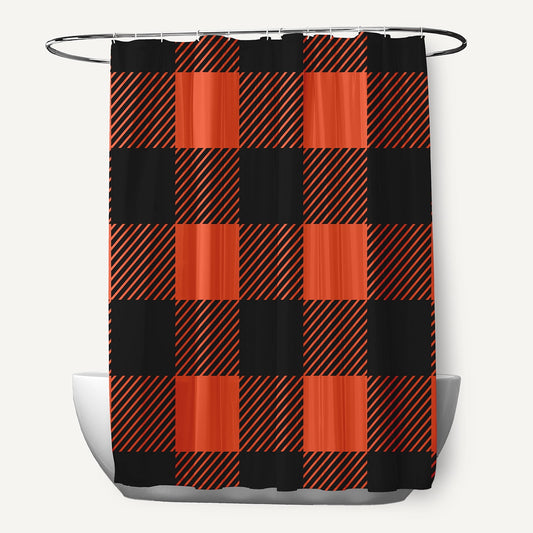 Simply Daisy 70" W x 73" L Buffalo Plaid Polyester Shower Curtain, Harvest Orange [1 Ct]