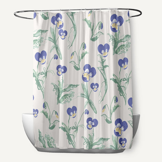 Simply Daisy 70" W x 73" L Bunch of Pansies Polyester Shower Curtain, Purple [1 Ct]