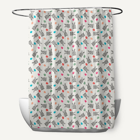 Simply Daisy 70" W x 73" L Bunnies and Eggs Polyester Shower Curtain, Whisper White [1 Ct]