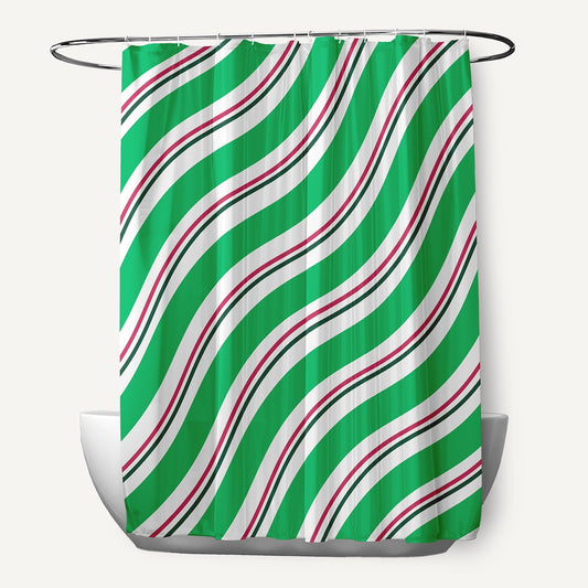 Simply Daisy 70" W x 73" L Candy Stripes Polyester Shower Curtain, Bright Green [1 Ct]