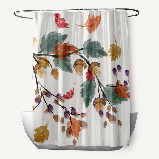 Simply Daisy 70" W x 73" L Colorful Leaves Polyester Shower Curtain, Orange [1 Ct]