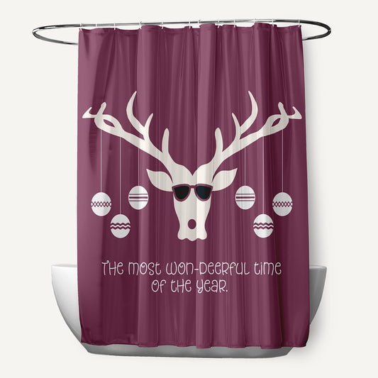 Simply Daisy 70" W x 73" L Cool Christmas Deer Polyester Shower Curtain, Passion Flower [1 Ct]