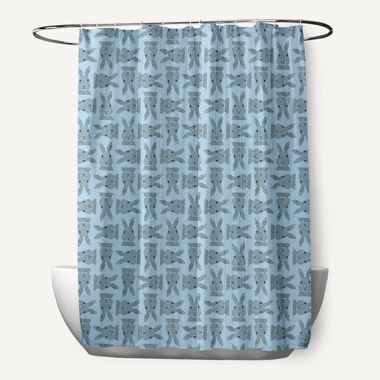 Simply Daisy 70" W x 73" L Criss Cross Bunnies Polyester Shower Curtain, After Rain Blue [1 Ct]