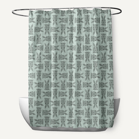 Simply Daisy 70" W x 73" L Criss Cross Bunnies Polyester Shower Curtain, Breezeway Green [1 Ct]