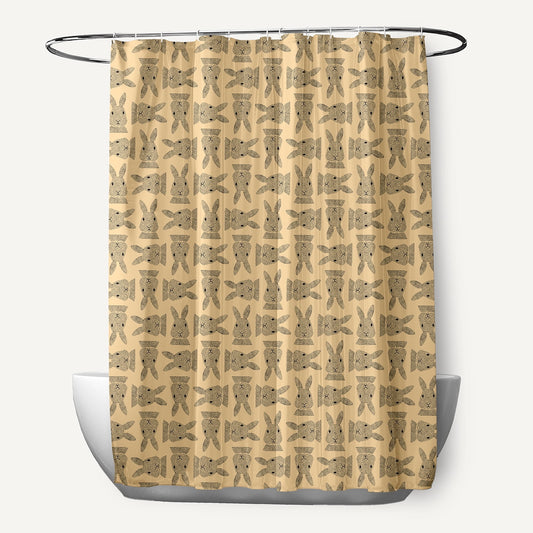 Simply Daisy 70" W x 73" L Criss Cross Bunnies Polyester Shower Curtain, Corn Yellow [1 Ct]