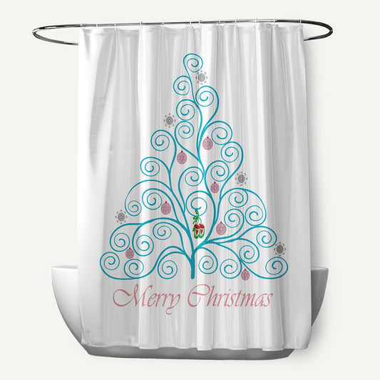Simply Daisy 70" W x 73" L Decorated Filigree Tree Polyester Shower Curtain, Turquoise [1 Ct]