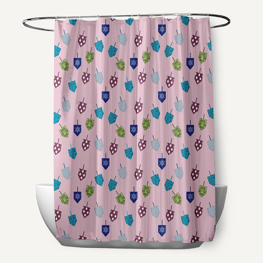 Simply Daisy 70" W x 73" L Dreidel Pattern Polyester Shower Curtain, Light Pink [1 Ct]