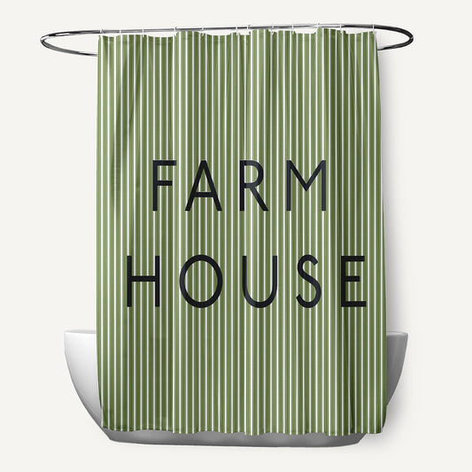 Simply Daisy 70" W x 73" L Farmhouse Ticking Polyester Shower Curtain, Light Olive Green [1 Ct]