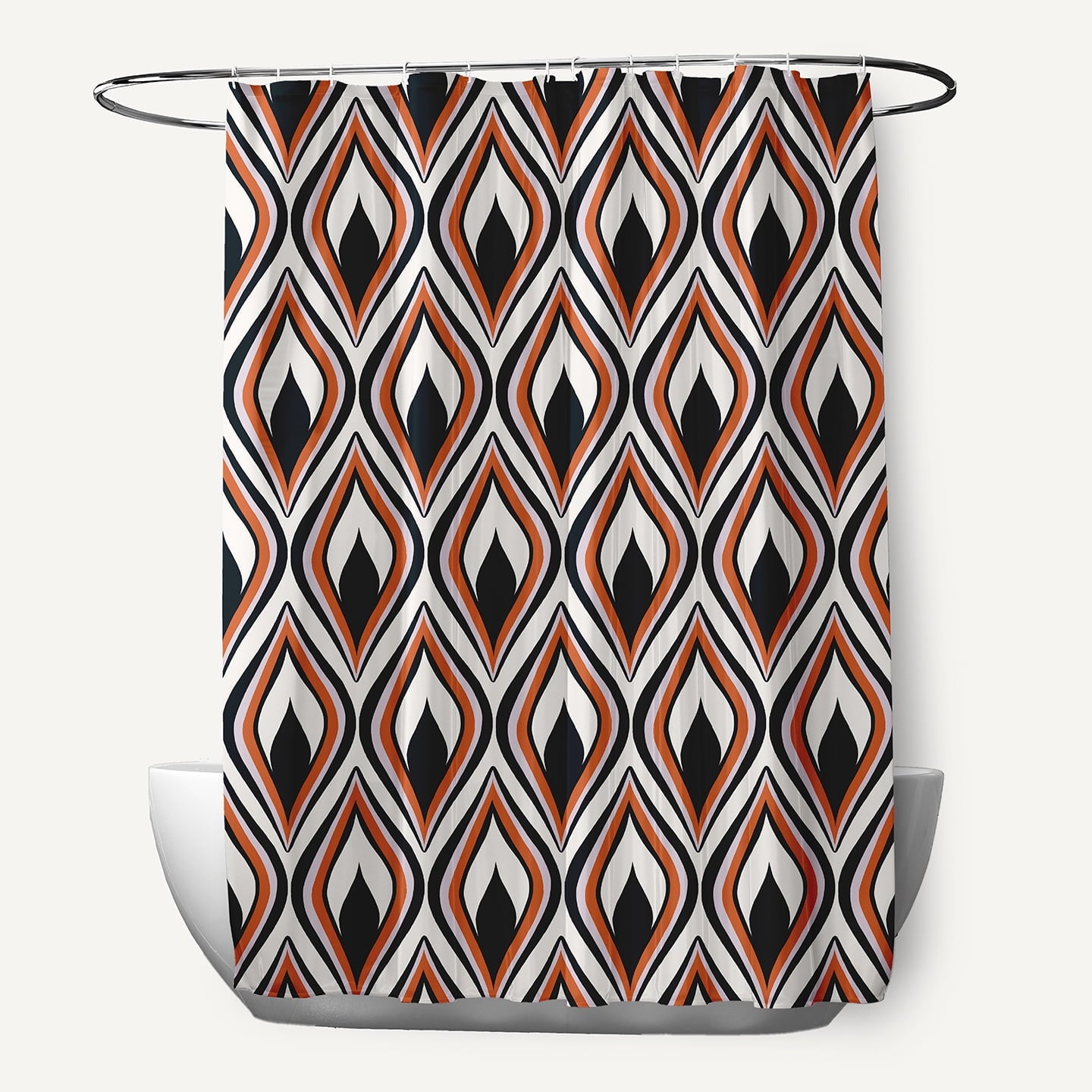 Simply Daisy 70" W x 73" L Feathers Polyester Shower Curtain, Black [1 Ct]