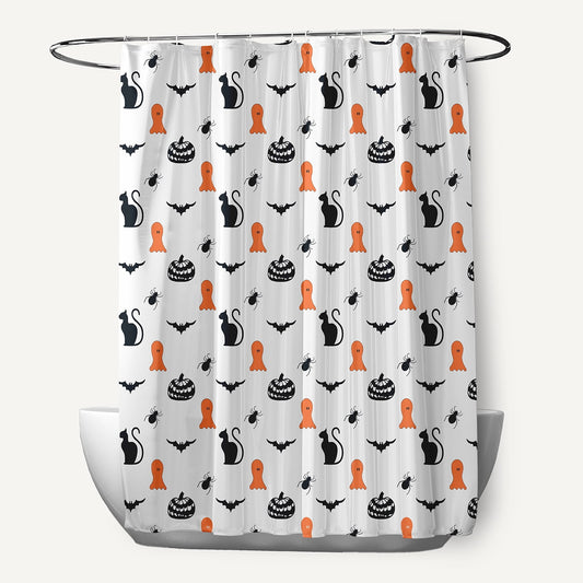 Simply Daisy 70" W x 73" L Halloween Halloween Critters Polyester Shower Curtain, Traditional Orange [1 Ct]