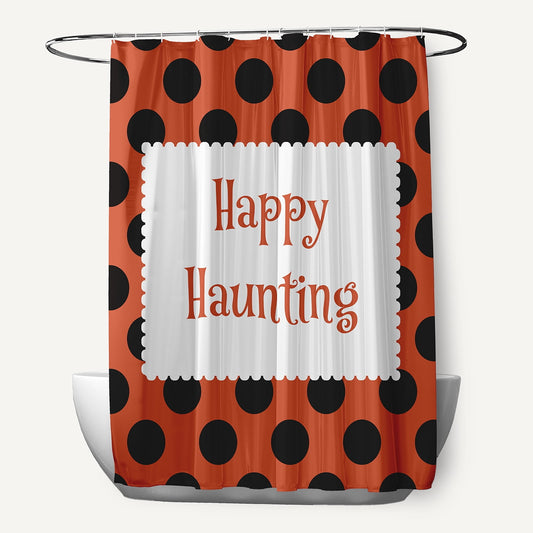 Simply Daisy 70" W x 73" L Halloween Happy Haunting Dots Polyester Shower Curtain, Harvest Orange [1 Ct]