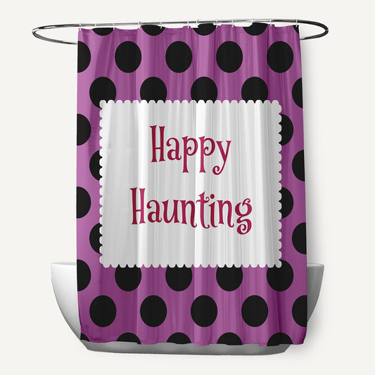 Simply Daisy 70" W x 73" L Halloween Happy Haunting Dots Polyester Shower Curtain, Orchid [1 Ct]