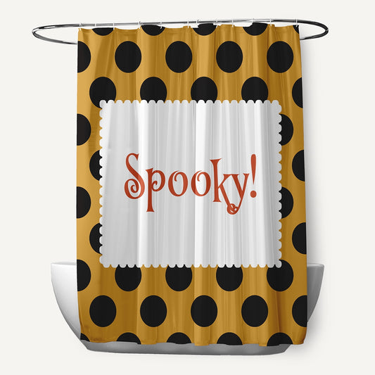 Simply Daisy 70" W x 73" L Halloween Spooky Dots Polyester Shower Curtain, Golden Mustard [1 Ct]