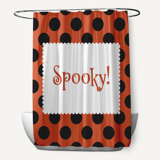Simply Daisy 70" W x 73" L Halloween Spooky Dots Polyester Shower Curtain, Harvest Orange [1 Ct]