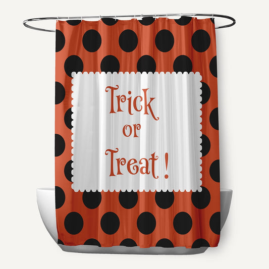 Simply Daisy 70" W x 73" L Halloween Trick or Treat Dots Polyester Shower Curtain, Harvest Orange [1 Ct]