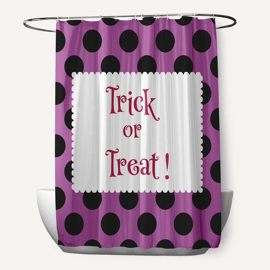 Simply Daisy 70" W x 73" L Halloween Trick or Treat Dots Polyester Shower Curtain, Orchid [1 Ct]