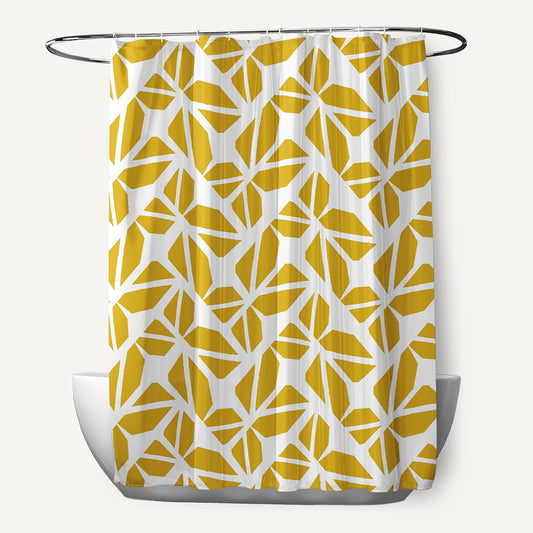 Simply Daisy 70" W x 73" L Kaleidoscope Graffiti Polyester Shower Curtain, Mustard [1 Ct]