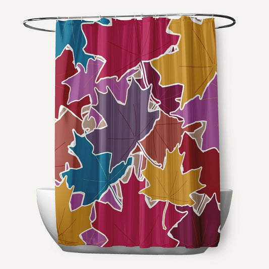 Simply Daisy 70" W x 73" L Leaf Pile Polyester Shower Curtain, Larkspur [1 Ct]