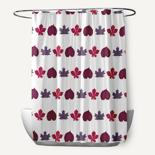 Simply Daisy 70" W x 73" L Leaf Stripe Polyester Shower Curtain, Plum [1 Ct]