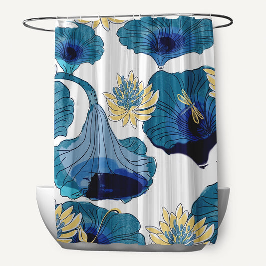 Simply Daisy 70" W x 73" L Lotokoi Polyester Shower Curtain, Blue [1 Ct]