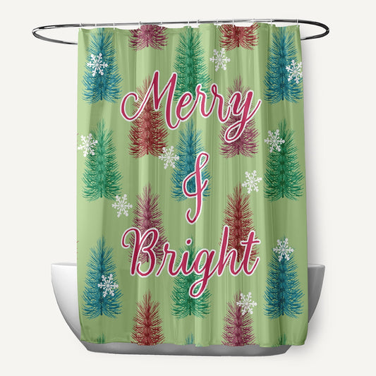 Simply Daisy 70" W x 73" L Merry and Bright Polyester Shower Curtain, Light Green [1 Ct]