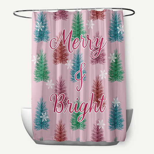 Simply Daisy 70" W x 73" L Merry and Bright Polyester Shower Curtain, Light Pink [1 Ct]