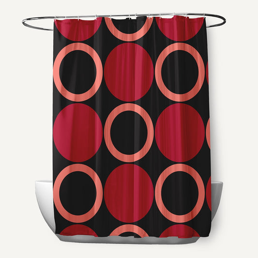 Simply Daisy 70" W x 73" L Mod Circles Polyester Shower Curtain, Dark Red [1 Ct]