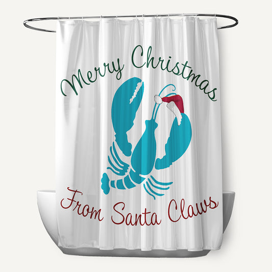 Simply Daisy 70" W x 73" L Santa Claws Lobster Polyester Shower Curtain, Turquoise [1 Ct]