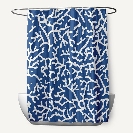 Simply Daisy 70" W x 73" L Seaweed Polyester Shower Curtain, Nautical Navy [1 Ct]