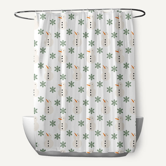 Simply Daisy 70" W x 73" L Snow Men In Snowstorm Polyester Shower Curtain, Succulent Green [1 Ct]